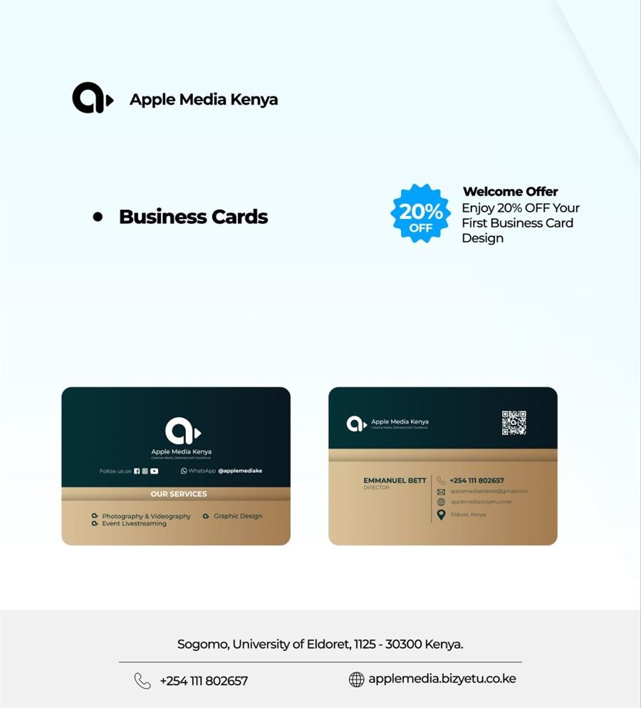 Business card designs by Apple Media Kenya